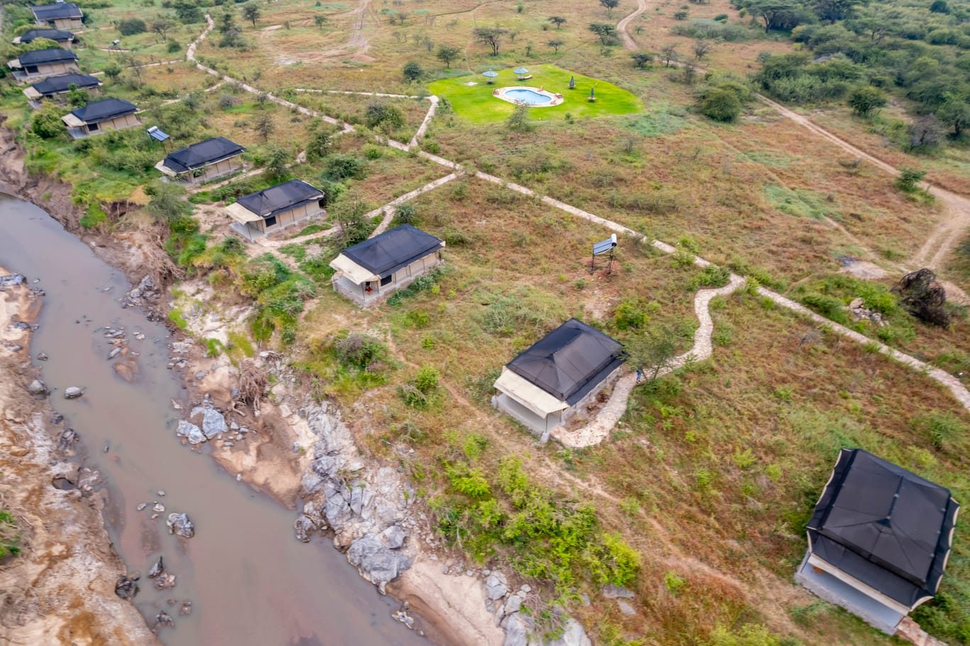 Aerial view over the plains