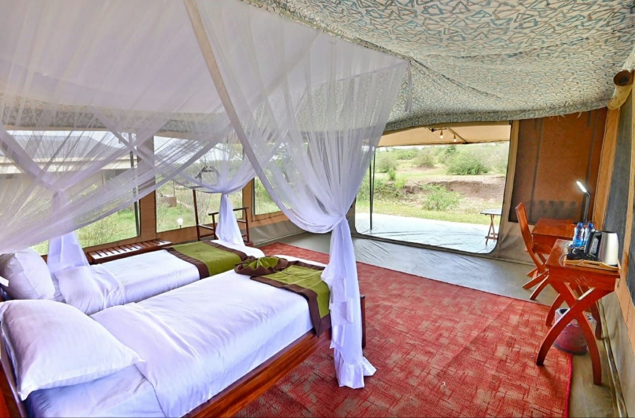Tented bedroom interior